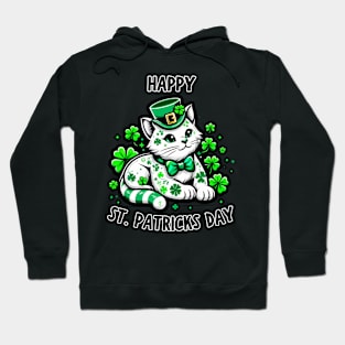 Shamrock Irish Cat Graphic Saint Patrick Day for Cat Lovers Hoodie